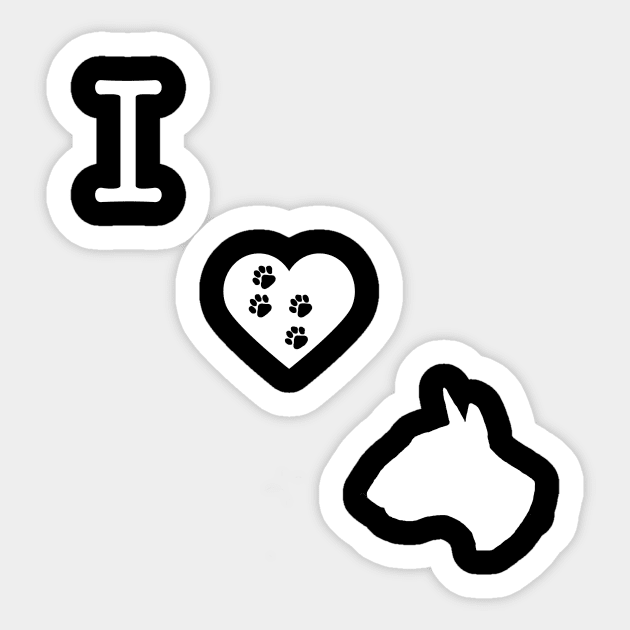 I LOVE BULL TERRIER Sticker by Monstershirts